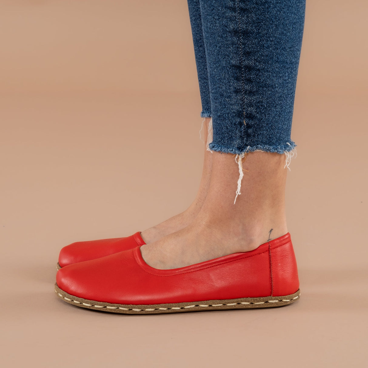 Red Barefoot Ballet Flats from Atlantis Handmade Shoes