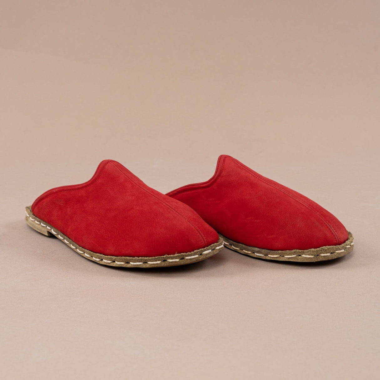 Men's Red Barefoot Shearlings from Atlantis Handmade Shoes