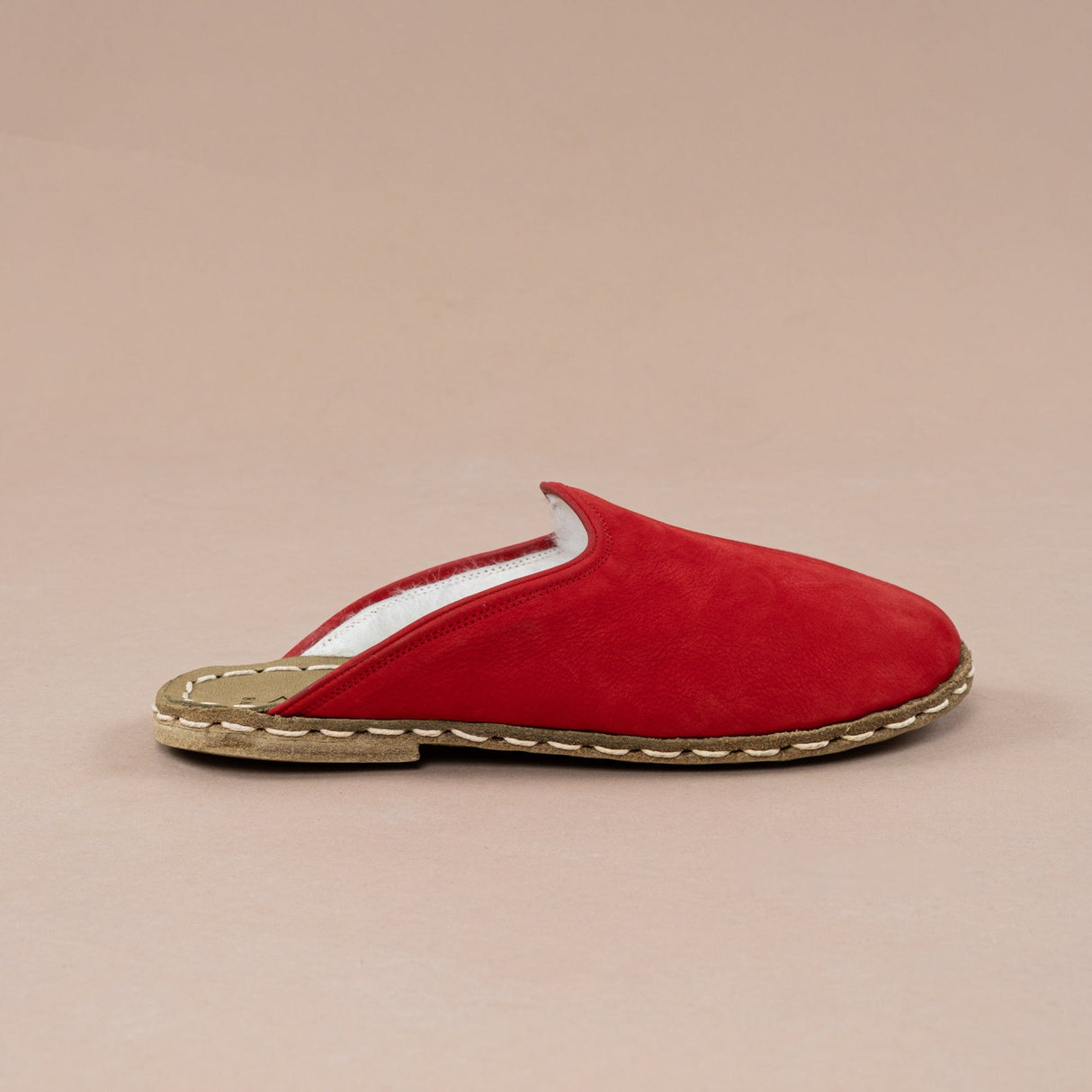 Men's Red Barefoot Shearlings from Atlantis Handmade Shoes