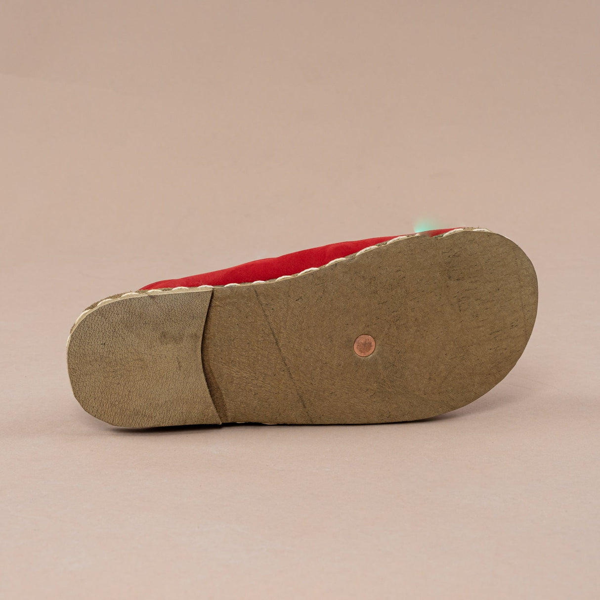 Men's Red Barefoot Shearlings from Atlantis Handmade Shoes