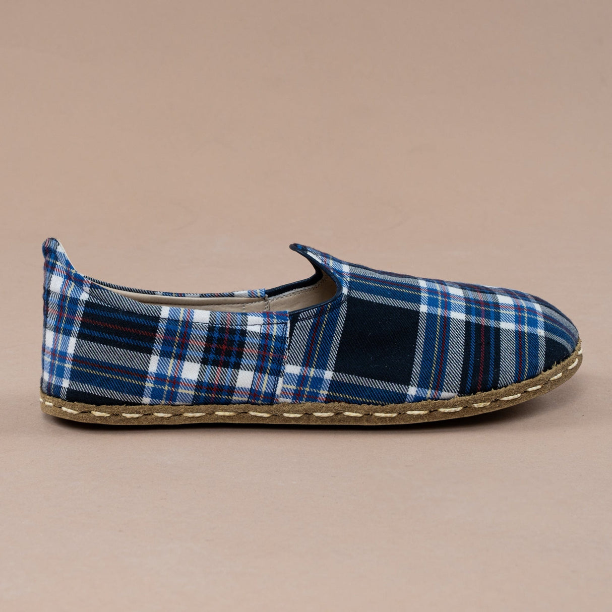 Women's Blue Plaid Barefoots from Atlantis Handmade Shoes