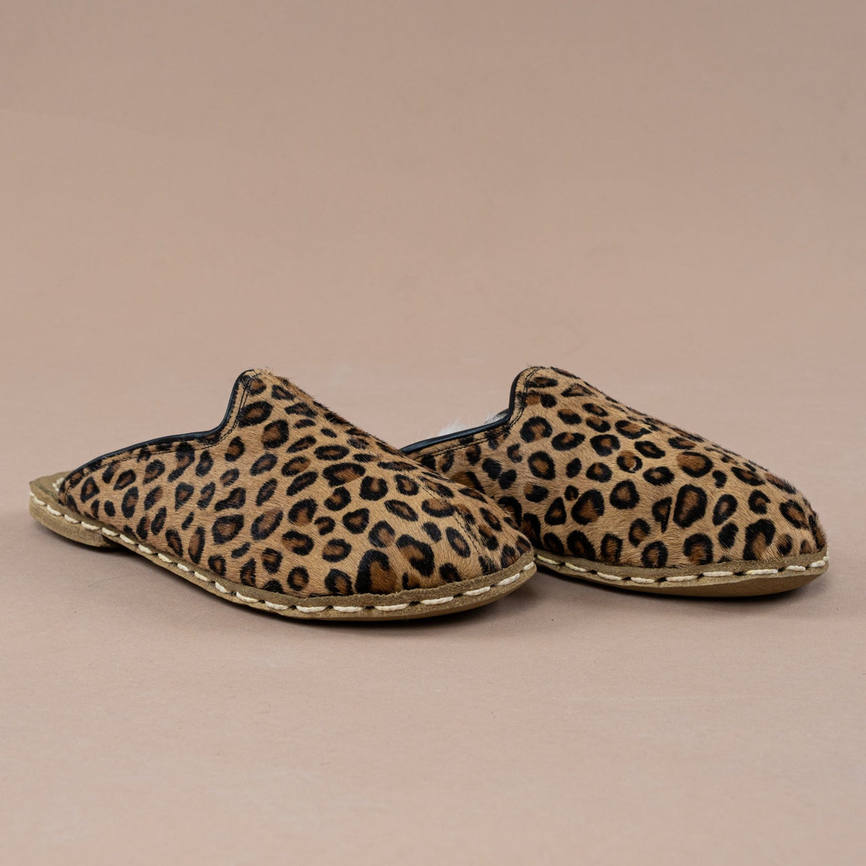 Men's Leopard Barefoot Shearlings from Atlantis Handmade Shoes