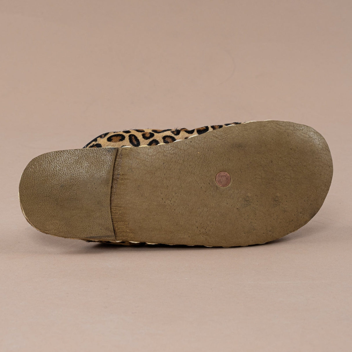 Men's Leopard Barefoot Shearlings from Atlantis Handmade Shoes