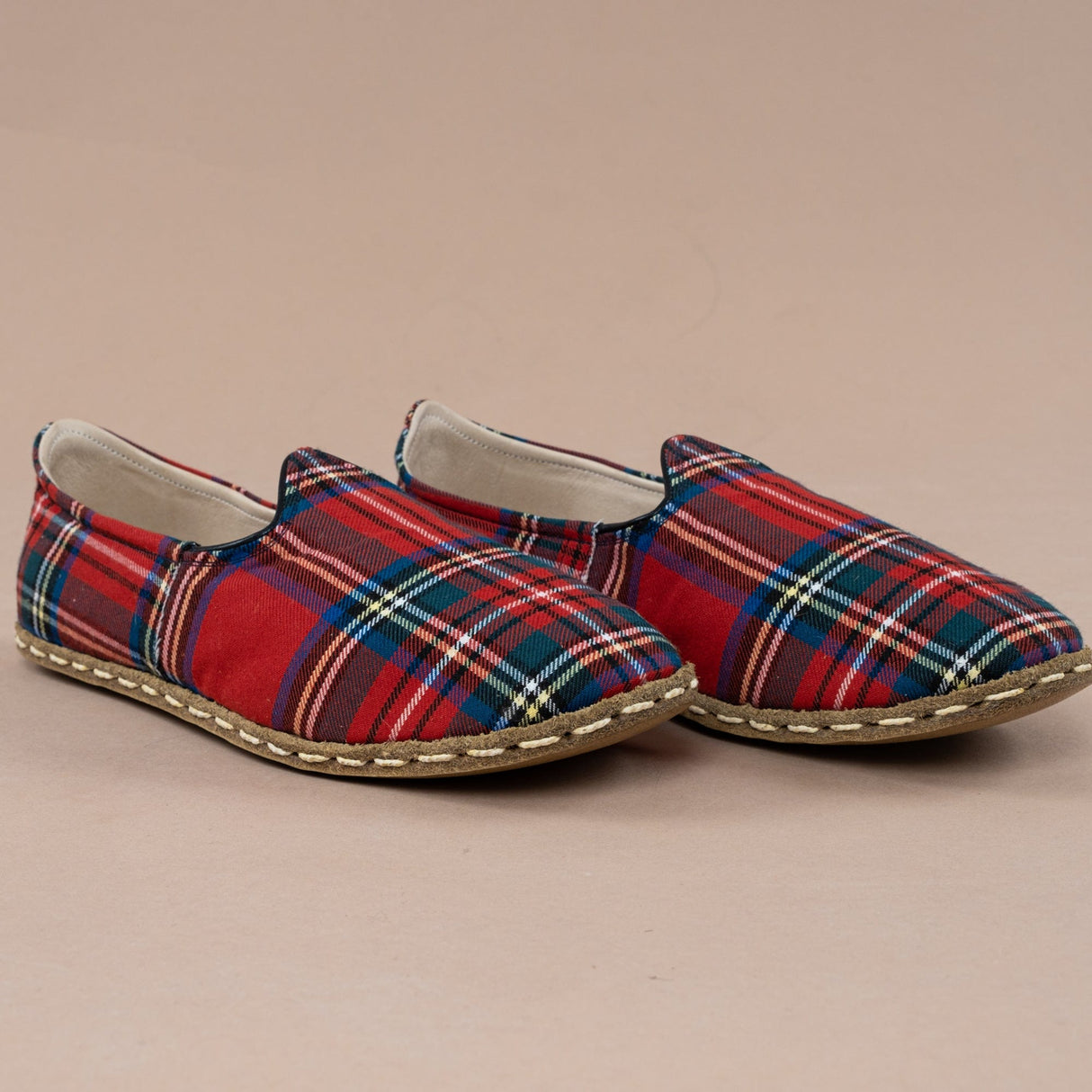 Women's Red Plaid Barefoots from Atlantis Handmade Shoes