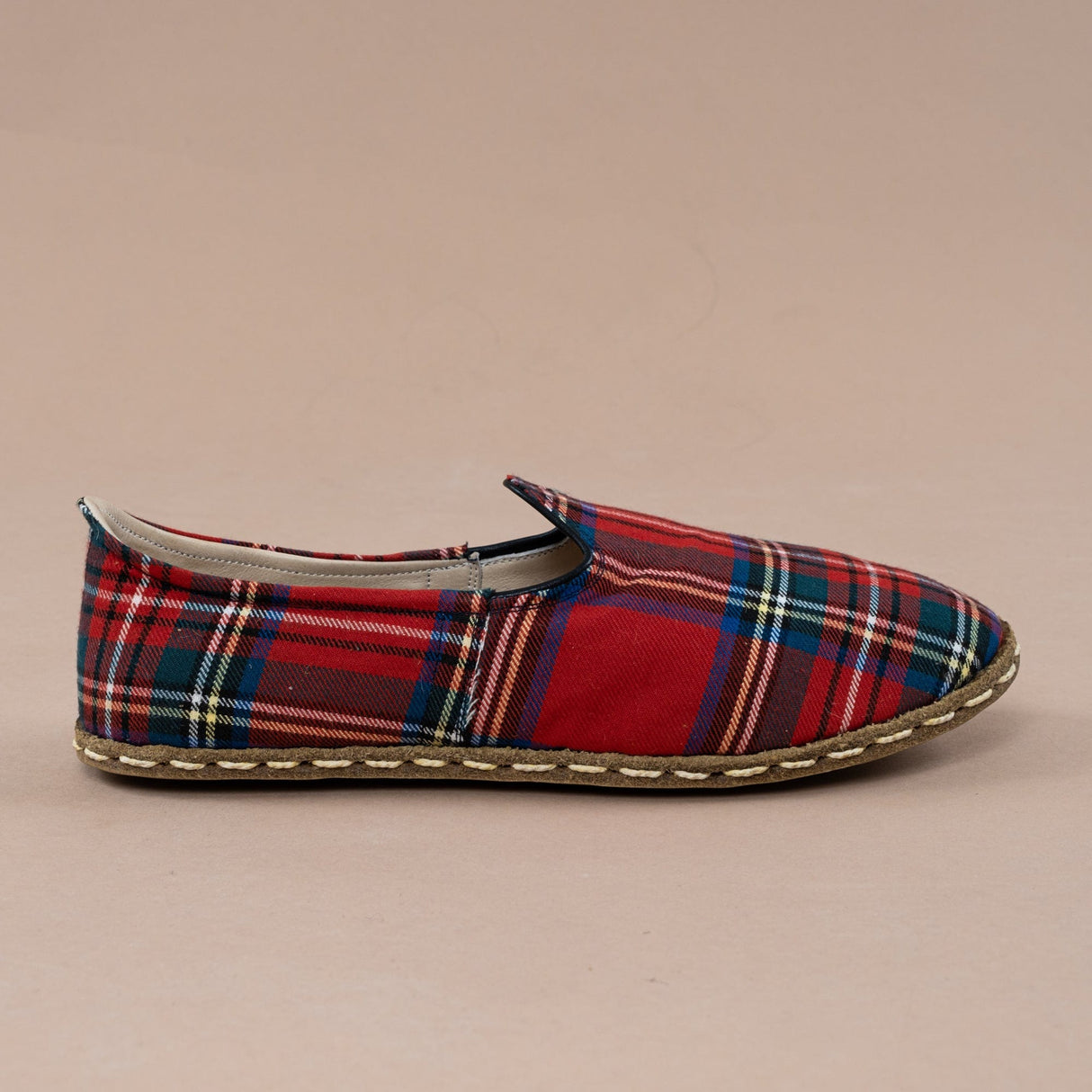 Women's Red Plaid Barefoots from Atlantis Handmade Shoes