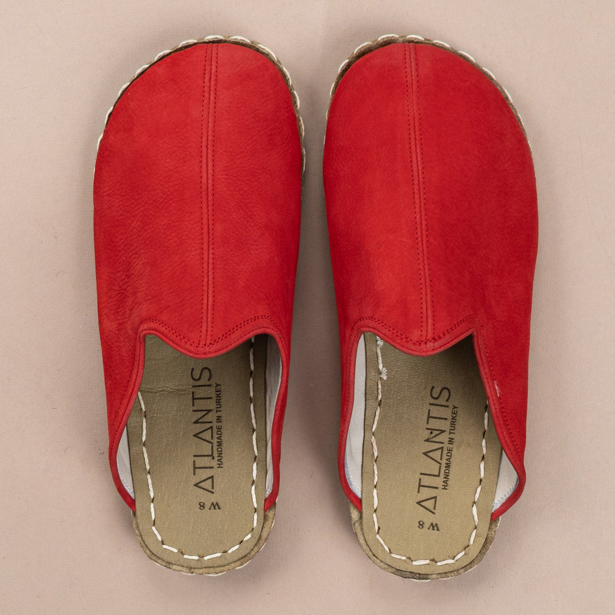 Men's Red Barefoot Slippers From Atlantis Handmade Shoes
