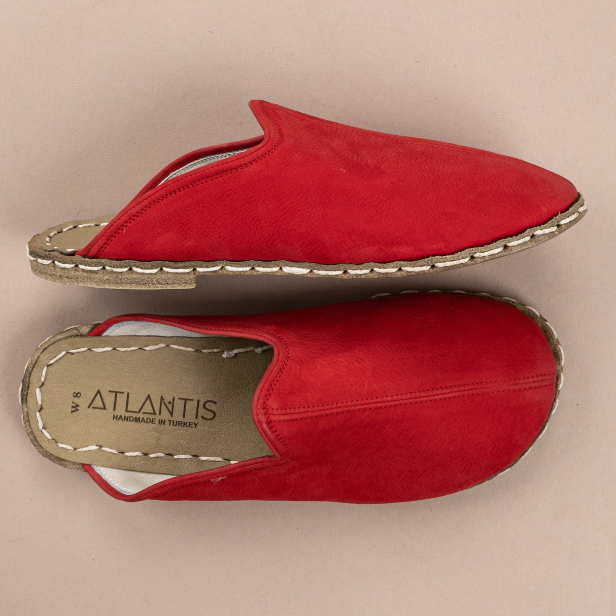 Men's Red Barefoot Slippers From Atlantis Handmade Shoes