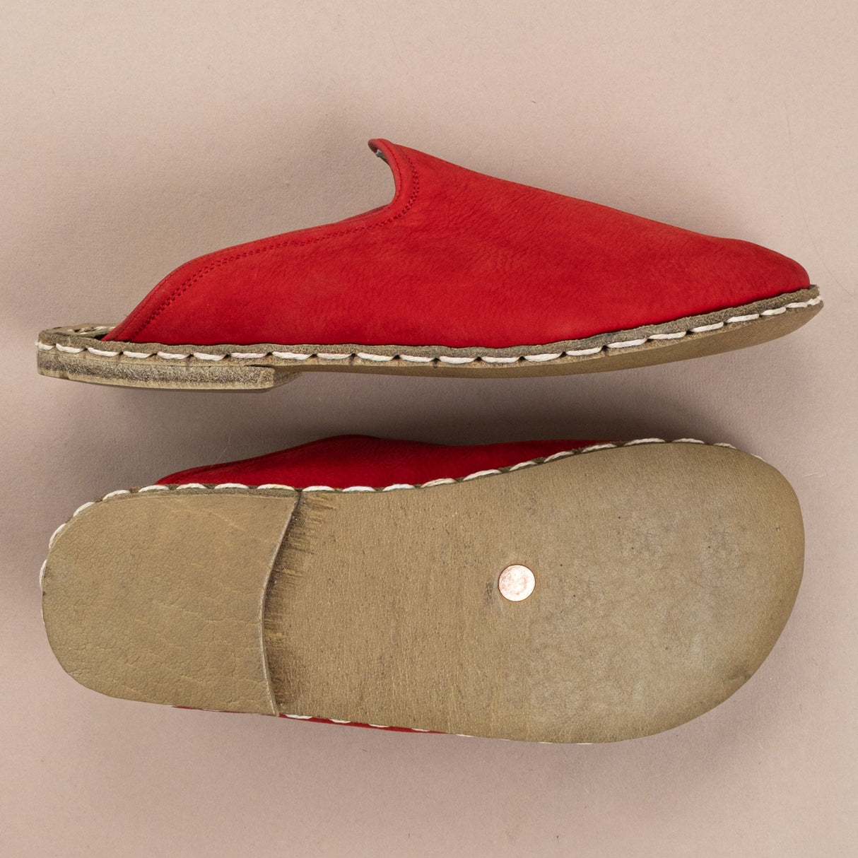 Women's Red Barefoot Slippers from Atlantis Handmade Shoes