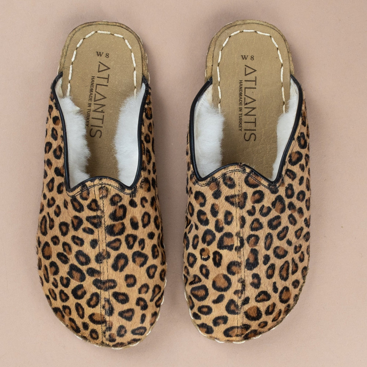 Men's Leopard Barefoot Shearlings from Atlantis Handmade Shoes
