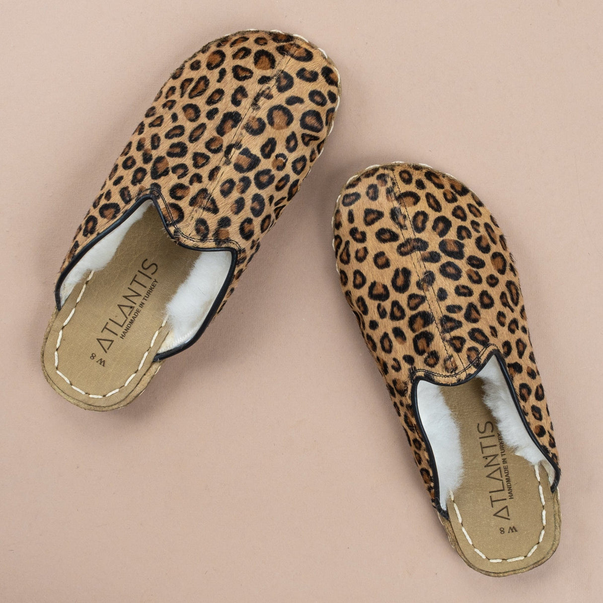 Men's Leopard Barefoot Shearlings from Atlantis Handmade Shoes