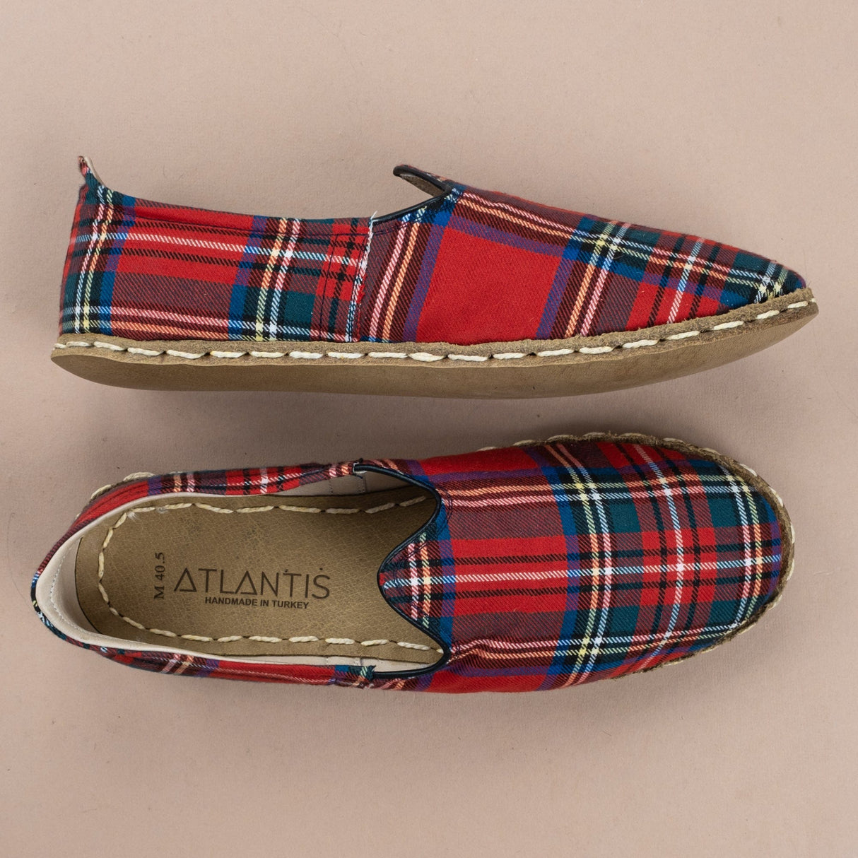 Women's Red Plaid Barefoots from Atlantis Handmade Shoes