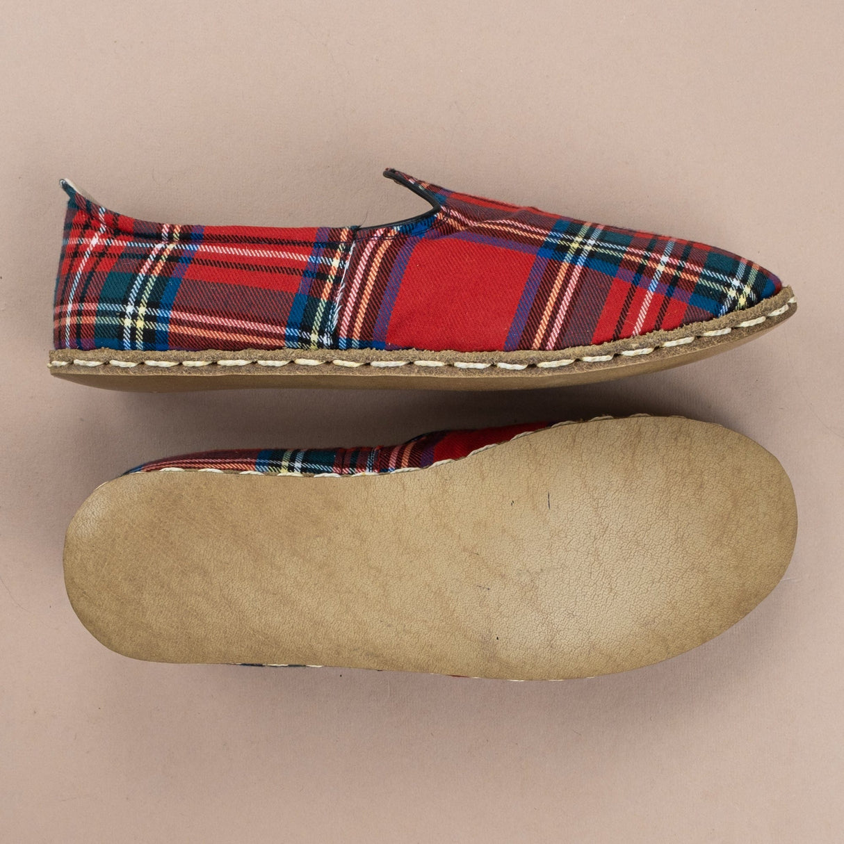 Women's Red Plaid Barefoots from Atlantis Handmade Shoes