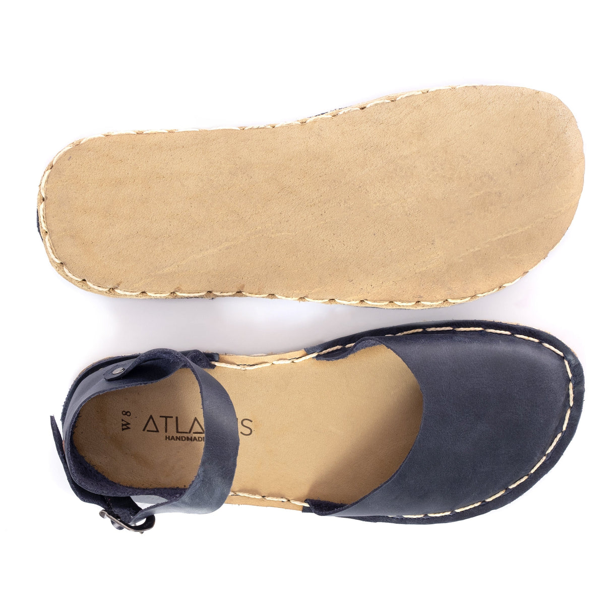 Navy Barefoot Sandals from Atlantis Handmade Shoes