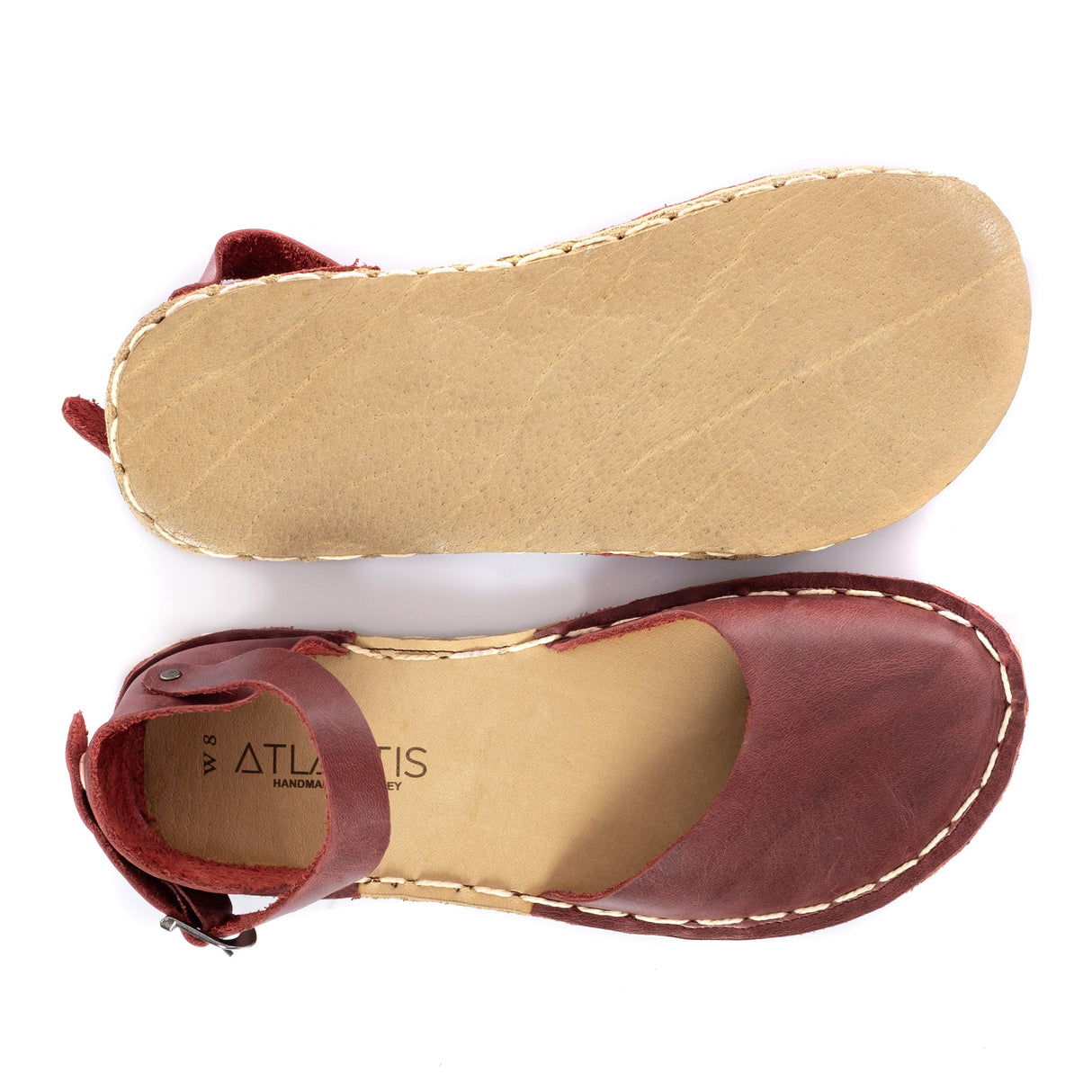 Women's Red Barefoot Sandals from Atlantis Handmade Shoes
