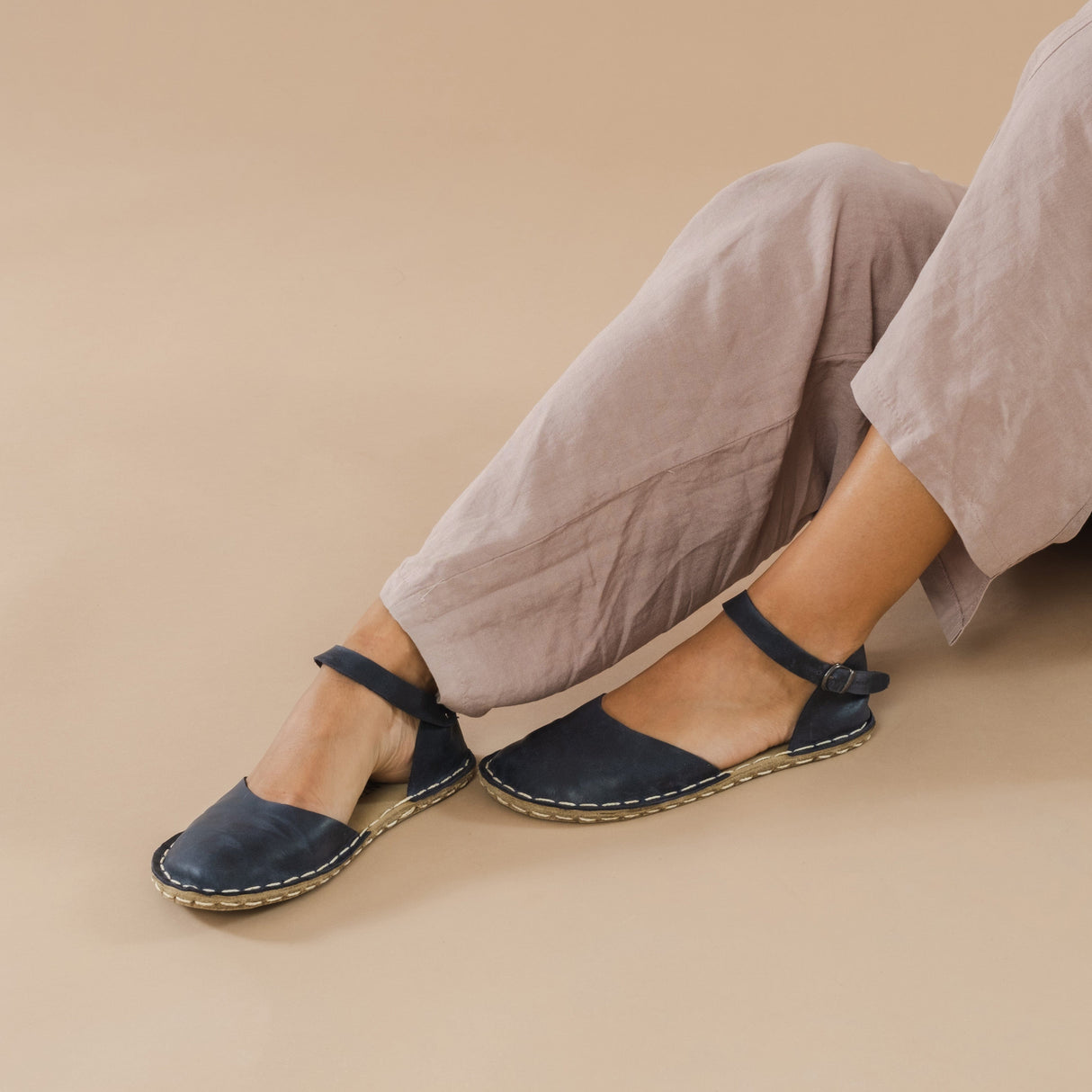 Navy Barefoot Sandals from Atlantis Handmade Shoes