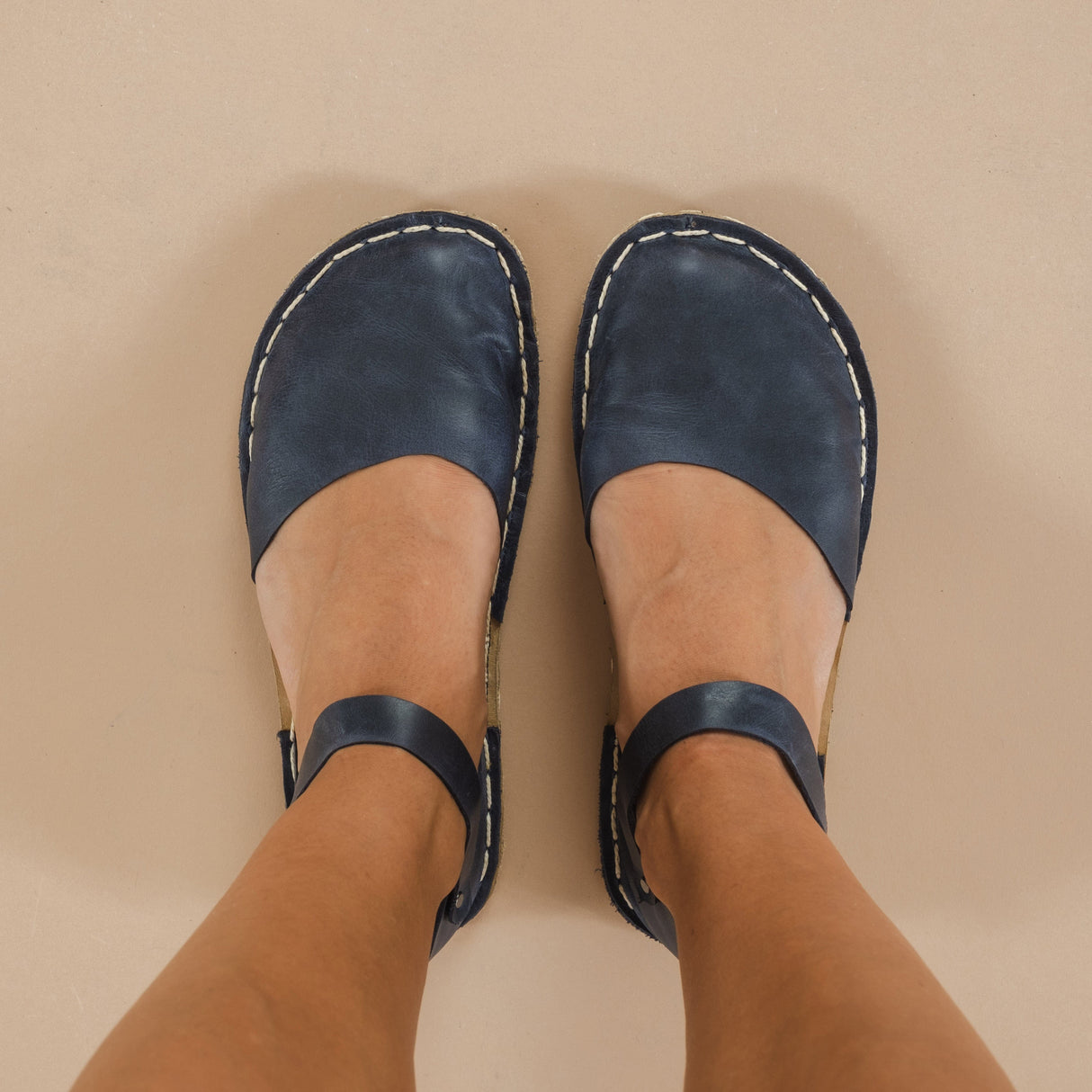 Navy Barefoot Sandals from Atlantis Handmade Shoes