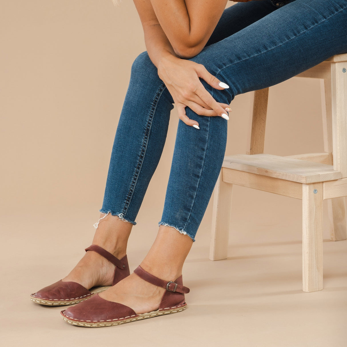 Women's Red Barefoot Sandals from Atlantis Handmade Shoes