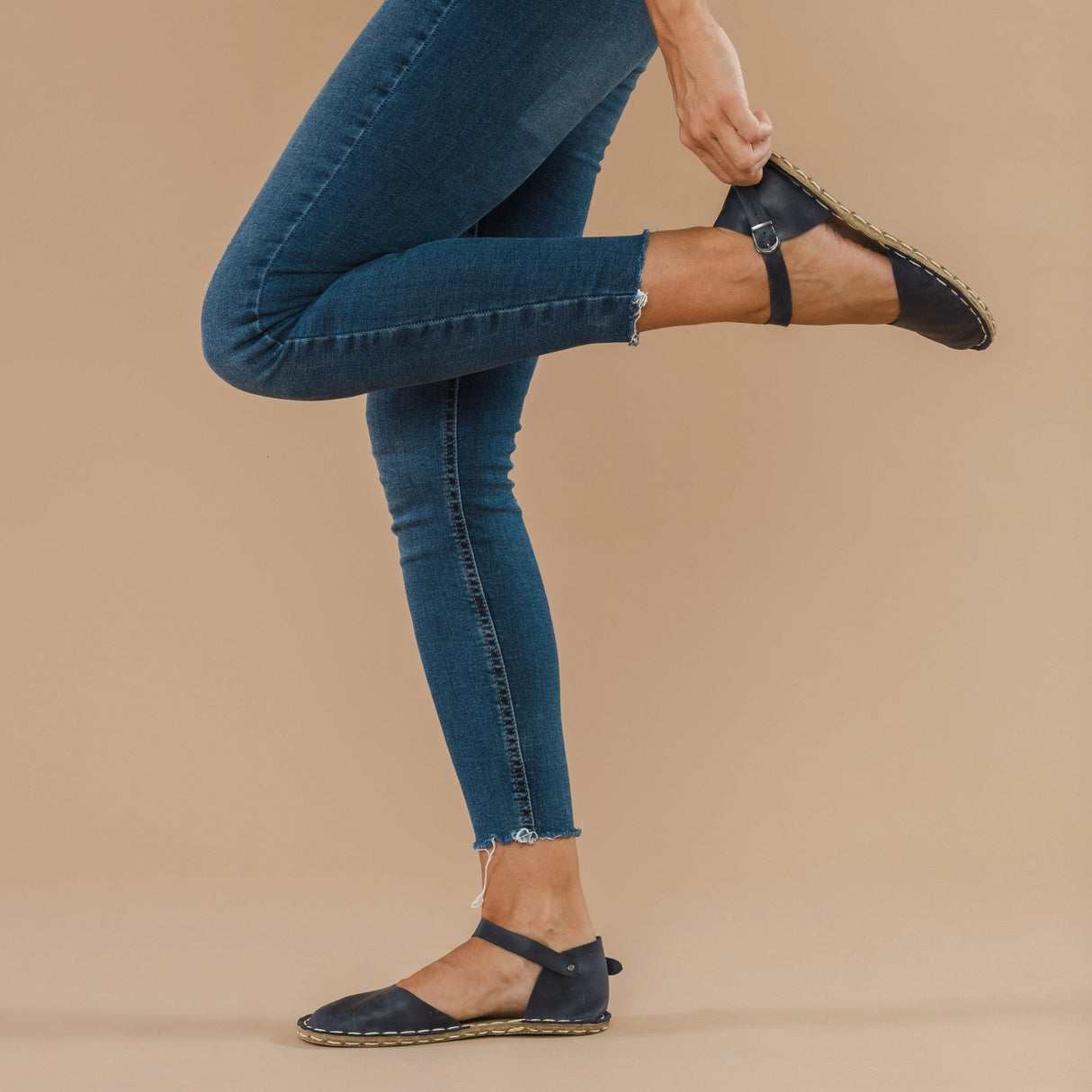Navy Barefoot Sandals from Atlantis Handmade Shoes