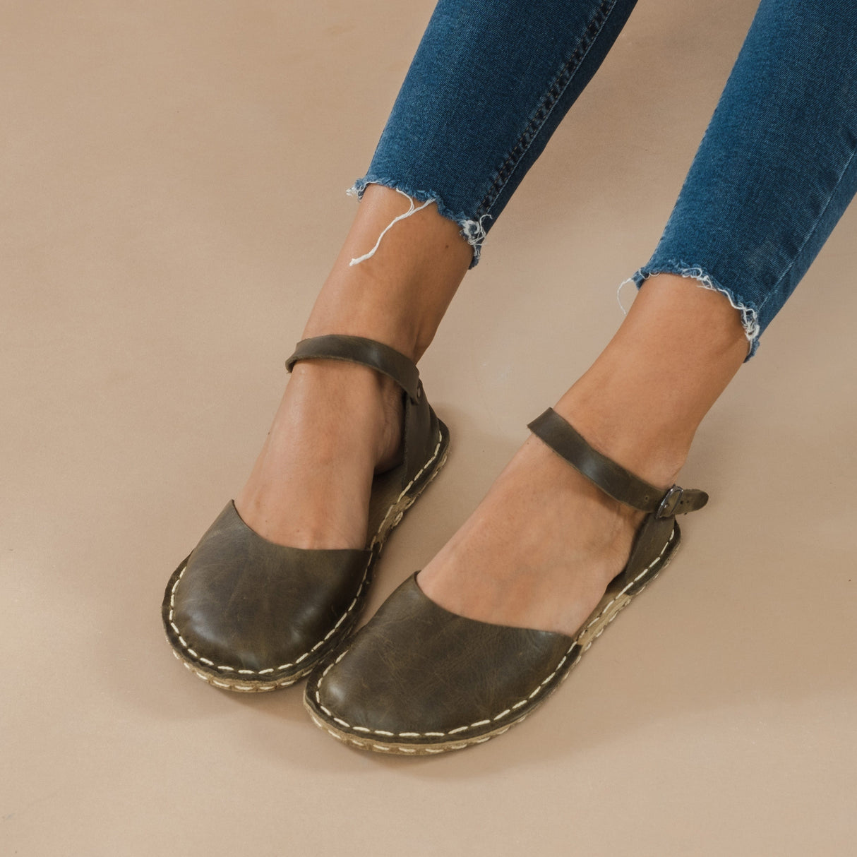 Green Barefoot Sandals from Atlantis Handmade Shoes