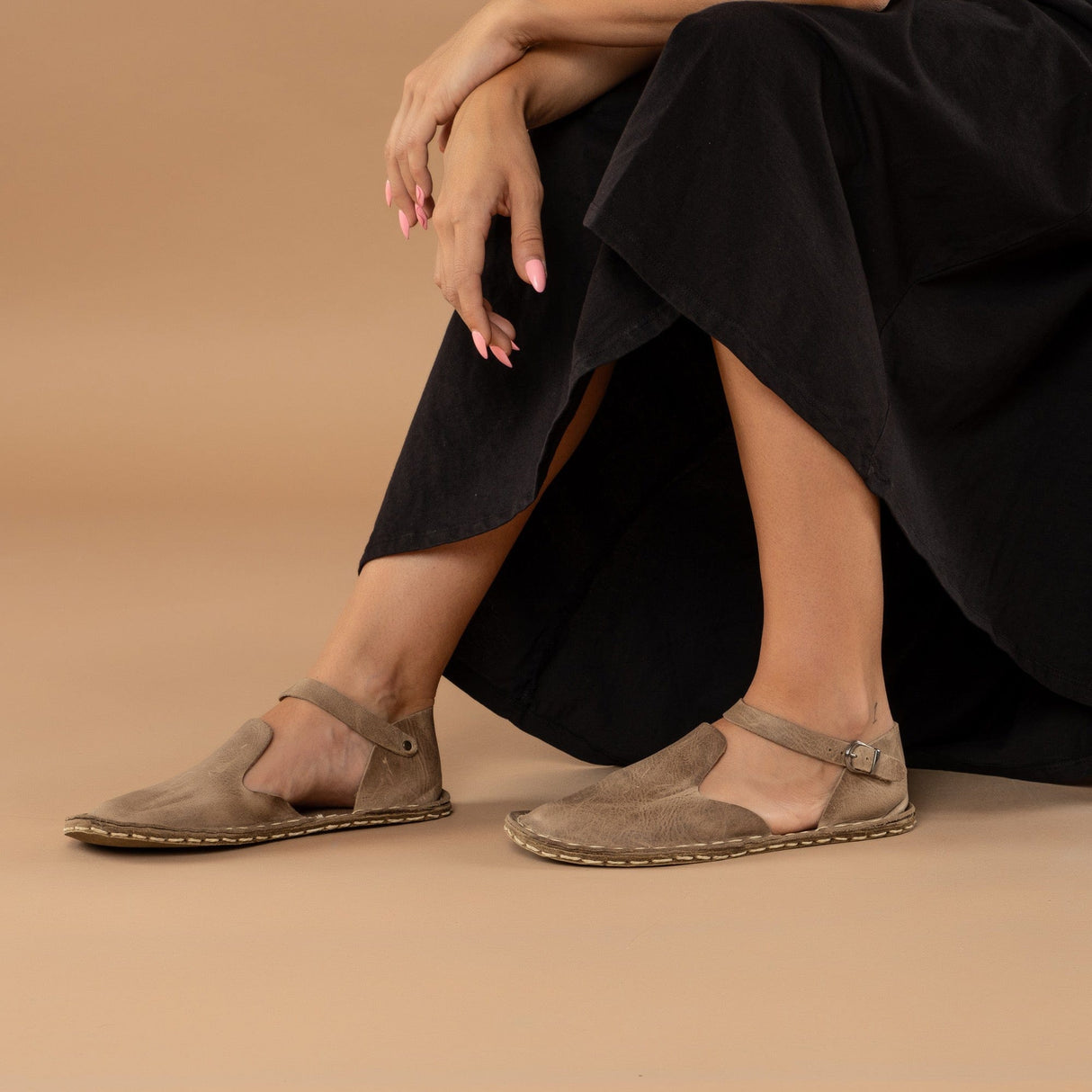 Tan Closed Toe Barefoot Sandals from Atlantis Handmade Shoes