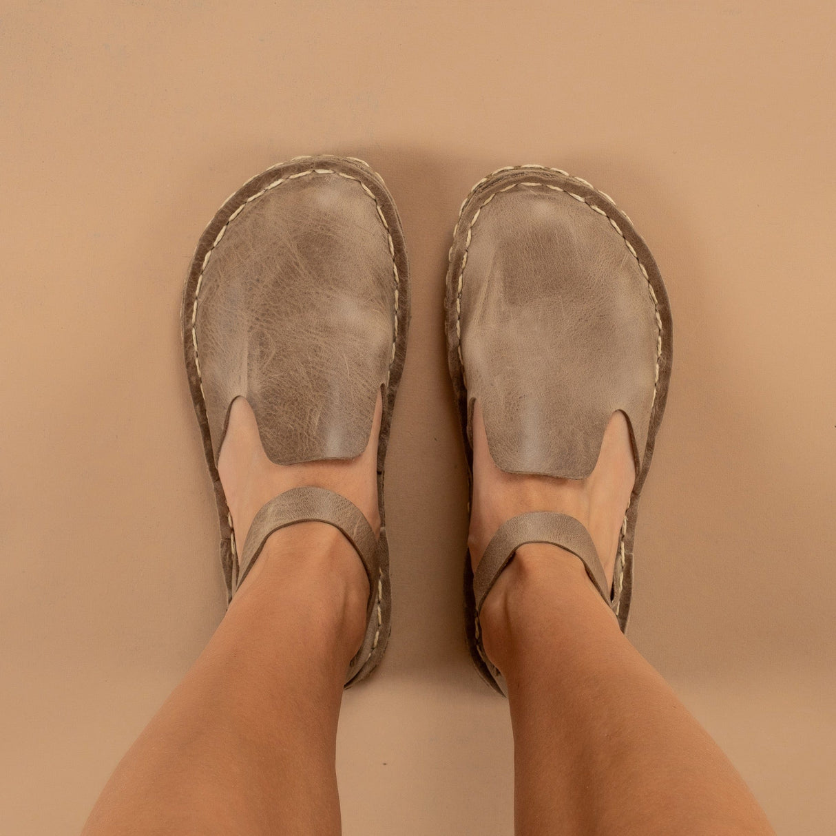 Tan Closed Toe Barefoot Sandals from Atlantis Handmade Shoes
