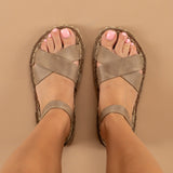 Tan Criss-Cross Barefoot Sandals from Atlantis Handmade Shoes