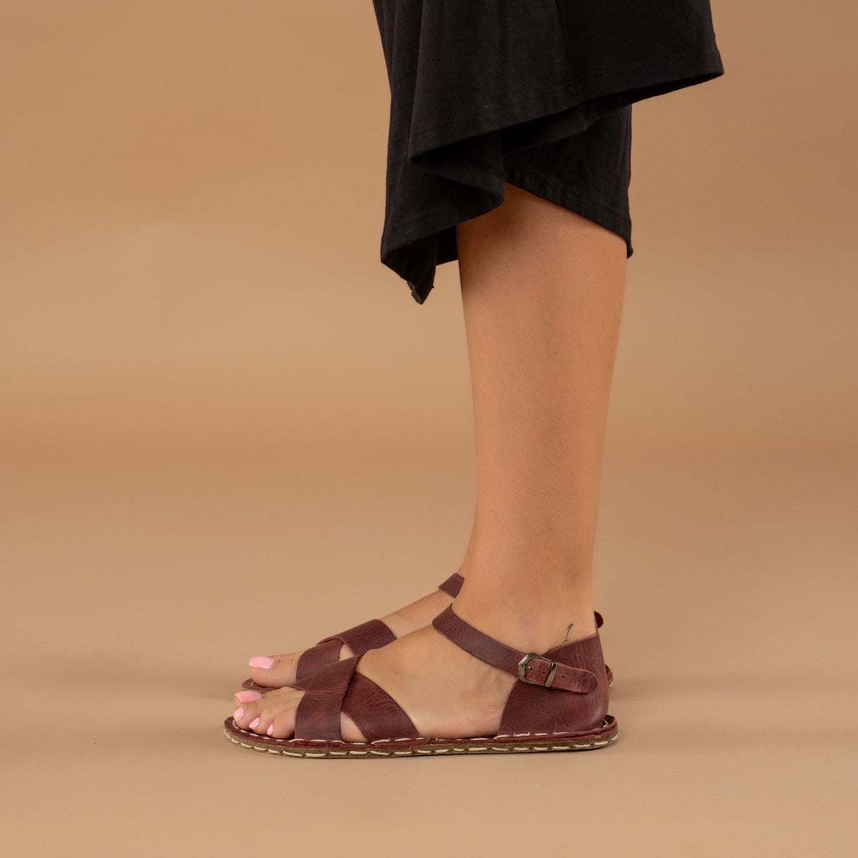 Red Criss-Cross Barefoot Sandals from Atlantis Handmade Shoes
