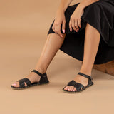 Black Criss-Cross Barefoot Sandals from Atlantis Handmade Shoes