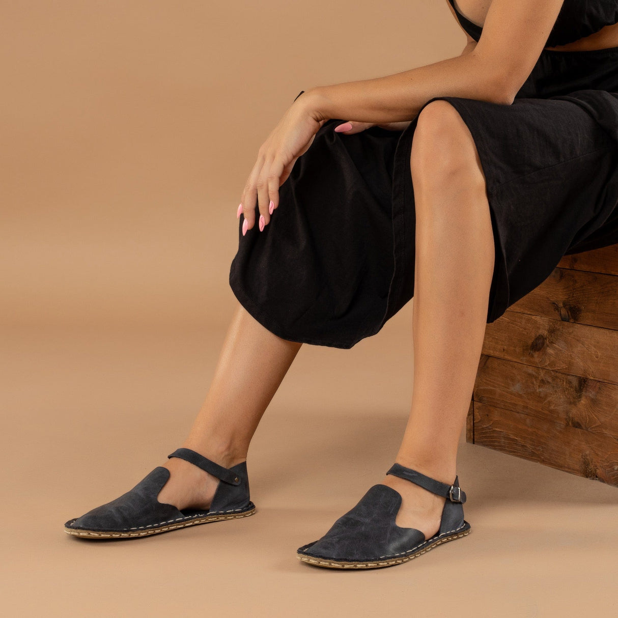 Blue Closed Toe Barefoot Sandals from Atlantis Handmade Shoes