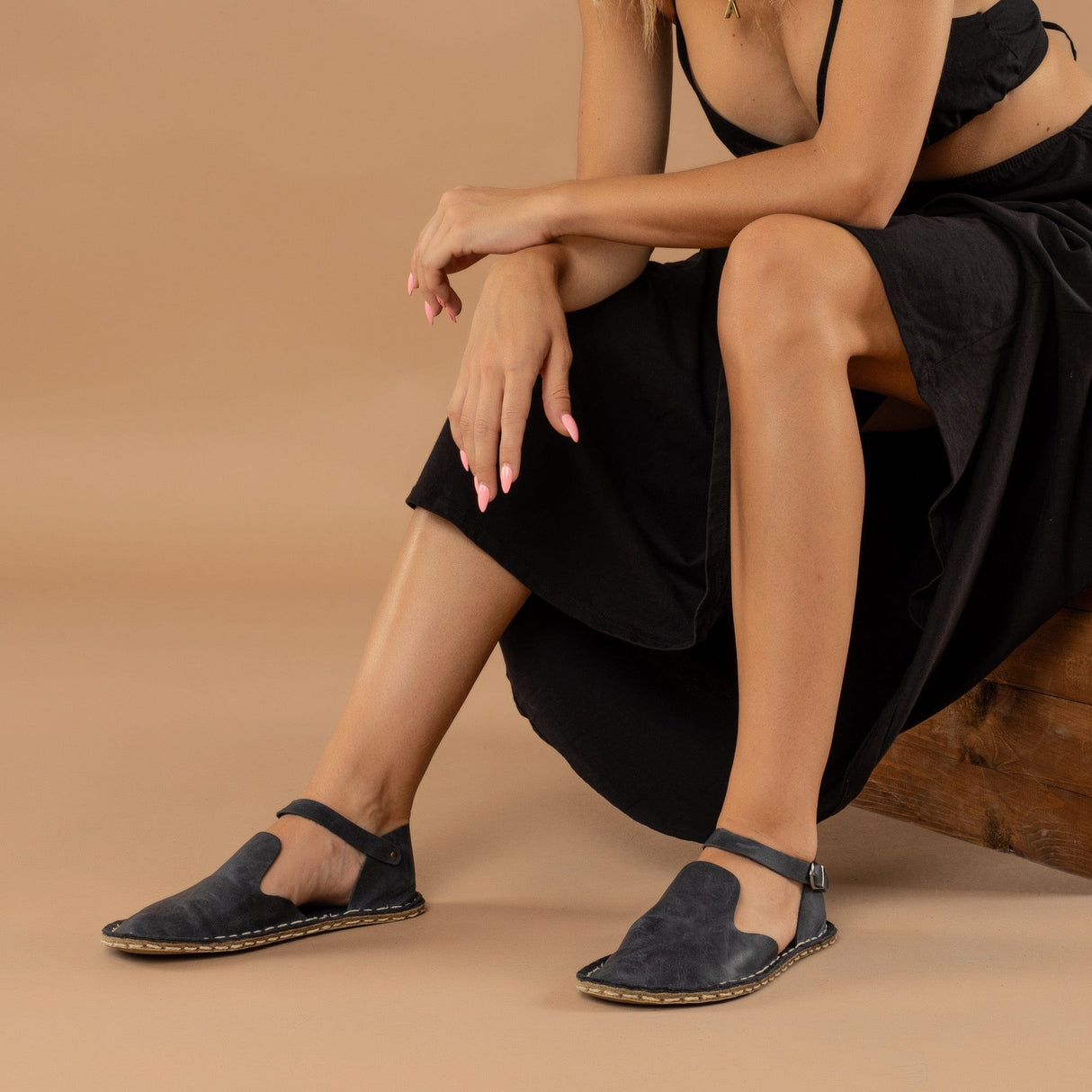 Blue Closed Toe Barefoot Sandals from Atlantis Handmade Shoes