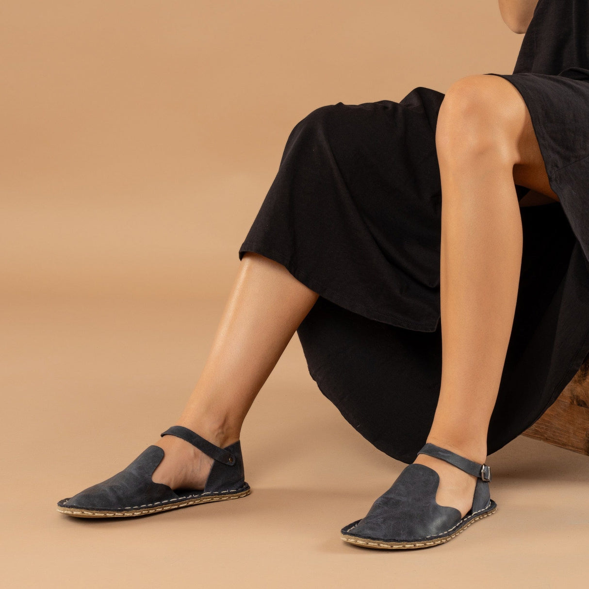 Blue Closed Toe Barefoot Sandals from Atlantis Handmade Shoes
