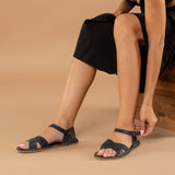 Blue Criss-Cross Barefoot Sandals from Atlantis Handmade Shoes