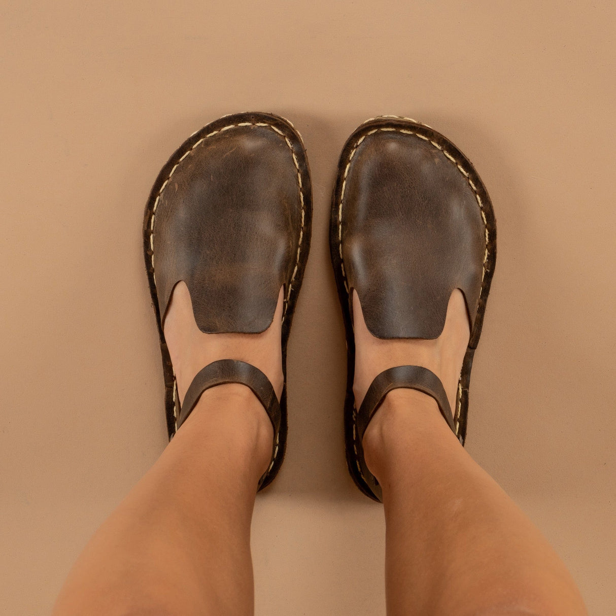 Coffee Closed Toe Barefoot Sandals from Atlantis Handmade Shoes