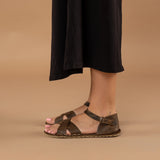 Coffee Criss-Cross Barefoot Sandals from Atlantis Handmade Shoes
