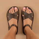 Coffee Criss-Cross Barefoot Sandals from Atlantis Handmade Shoes