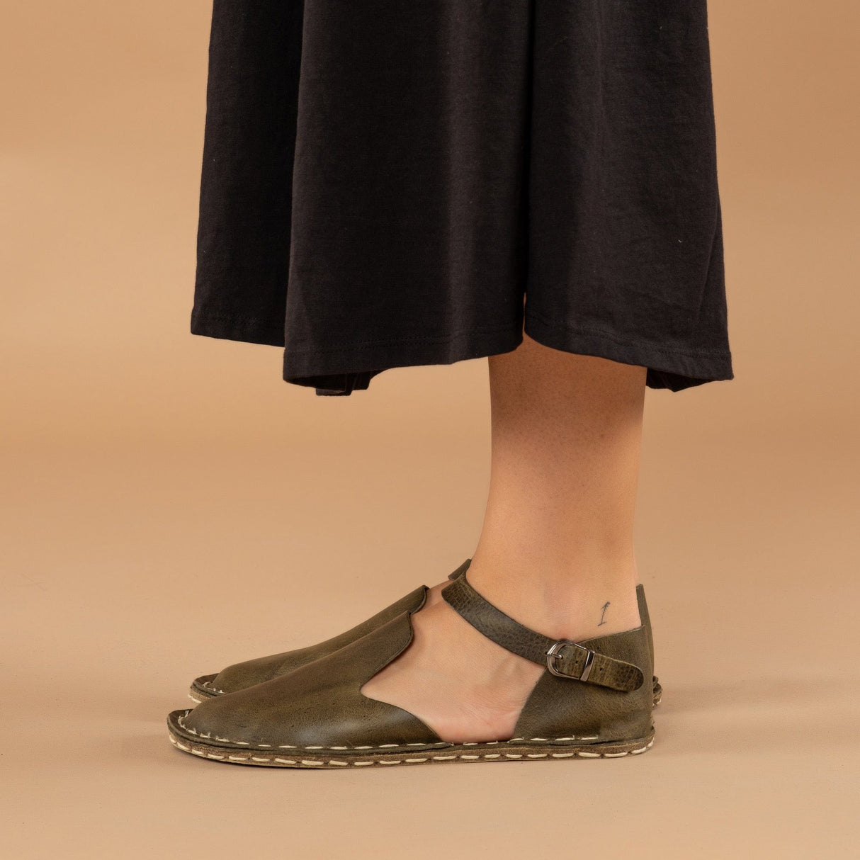 Green Closed Toe Barefoot Sandals from Atlantis Handmade Shoes