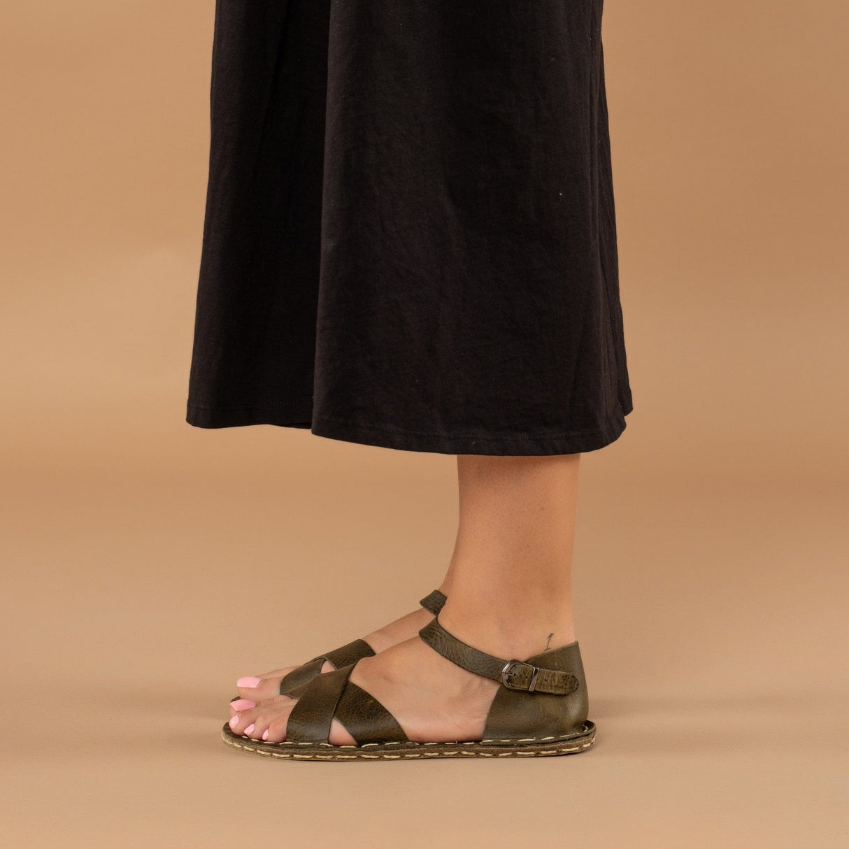 Green Criss-Cross Barefoot Sandals from Atlantis Handmade Shoes