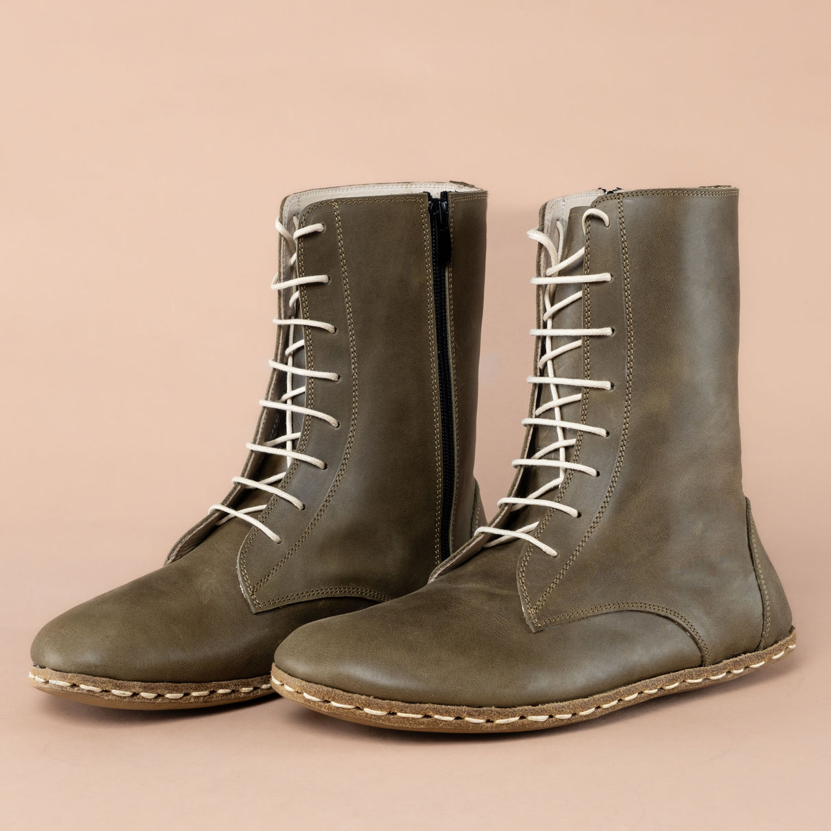 Men's Green Barefoot High Ankle Boots From Atlantis Handmade Shoes
