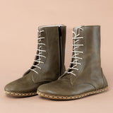 Men's Green Barefoot High Ankle Boots From Atlantis Handmade Shoes