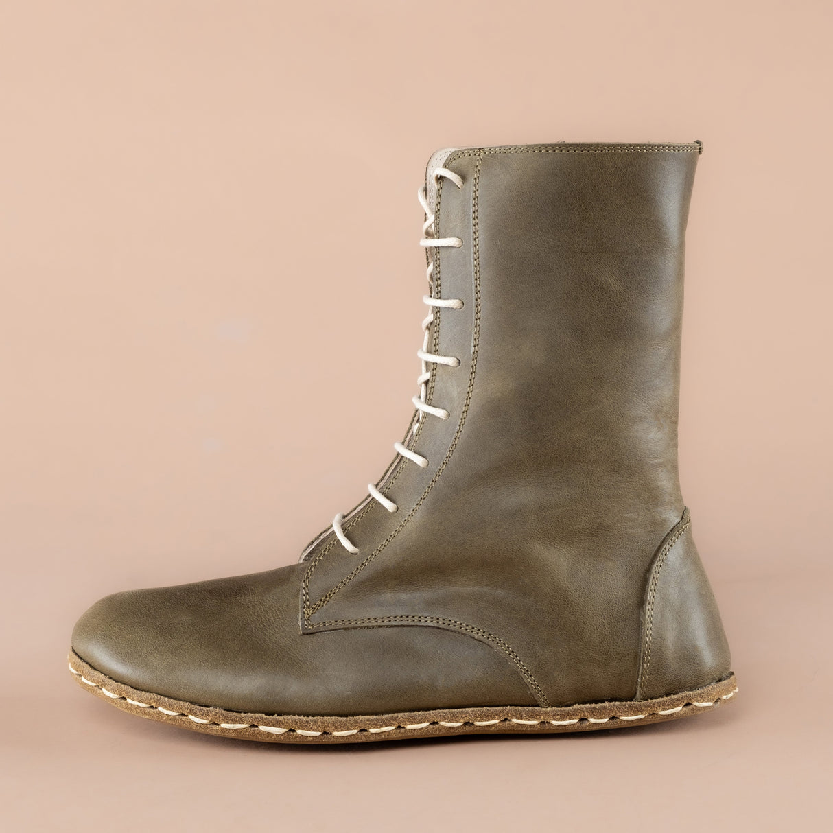 Men's Green Barefoot High Ankle Boots From Atlantis Handmade Shoes