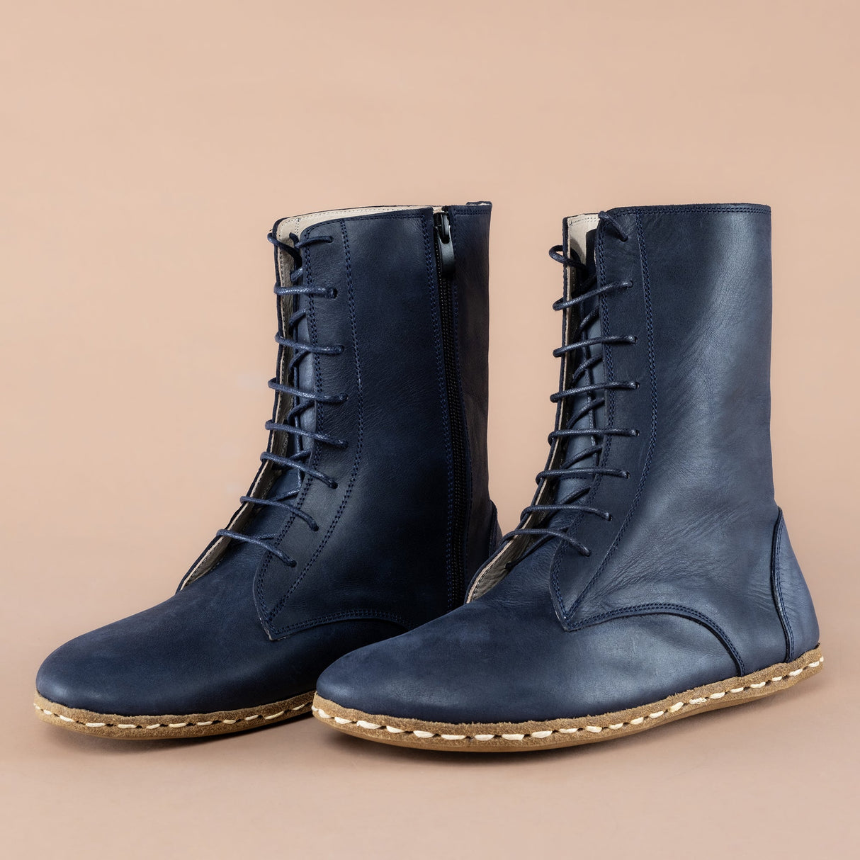 Men's Blue Barefoot High Ankle Boots From Atlantis Handmade Shoes