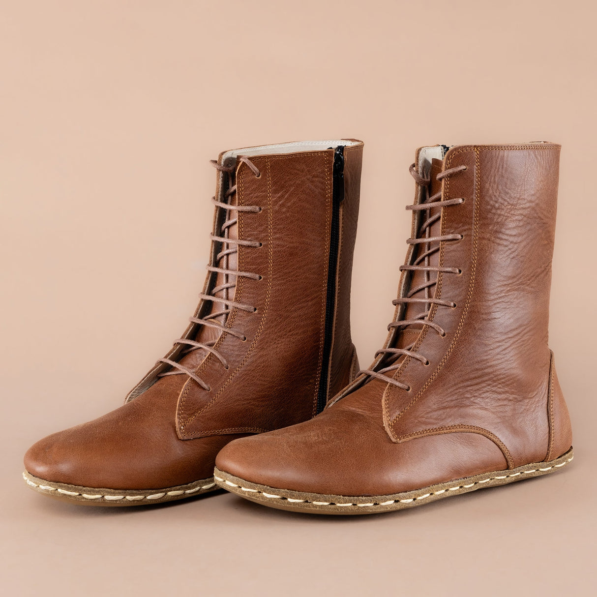 Men's Brown Barefoot High Ankle Boots From Atlantis Handmade Shoes