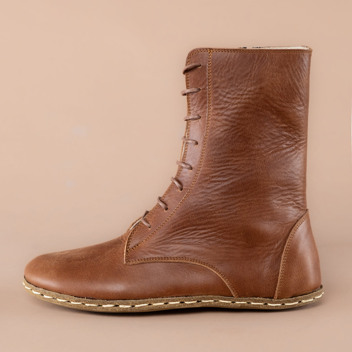 Women's Brown Barefoot High Ankle Boots from Atlantis Handmade Shoes