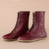 Men's Burgundy Barefoot High Ankle Boots From Atlantis Handmade Shoes