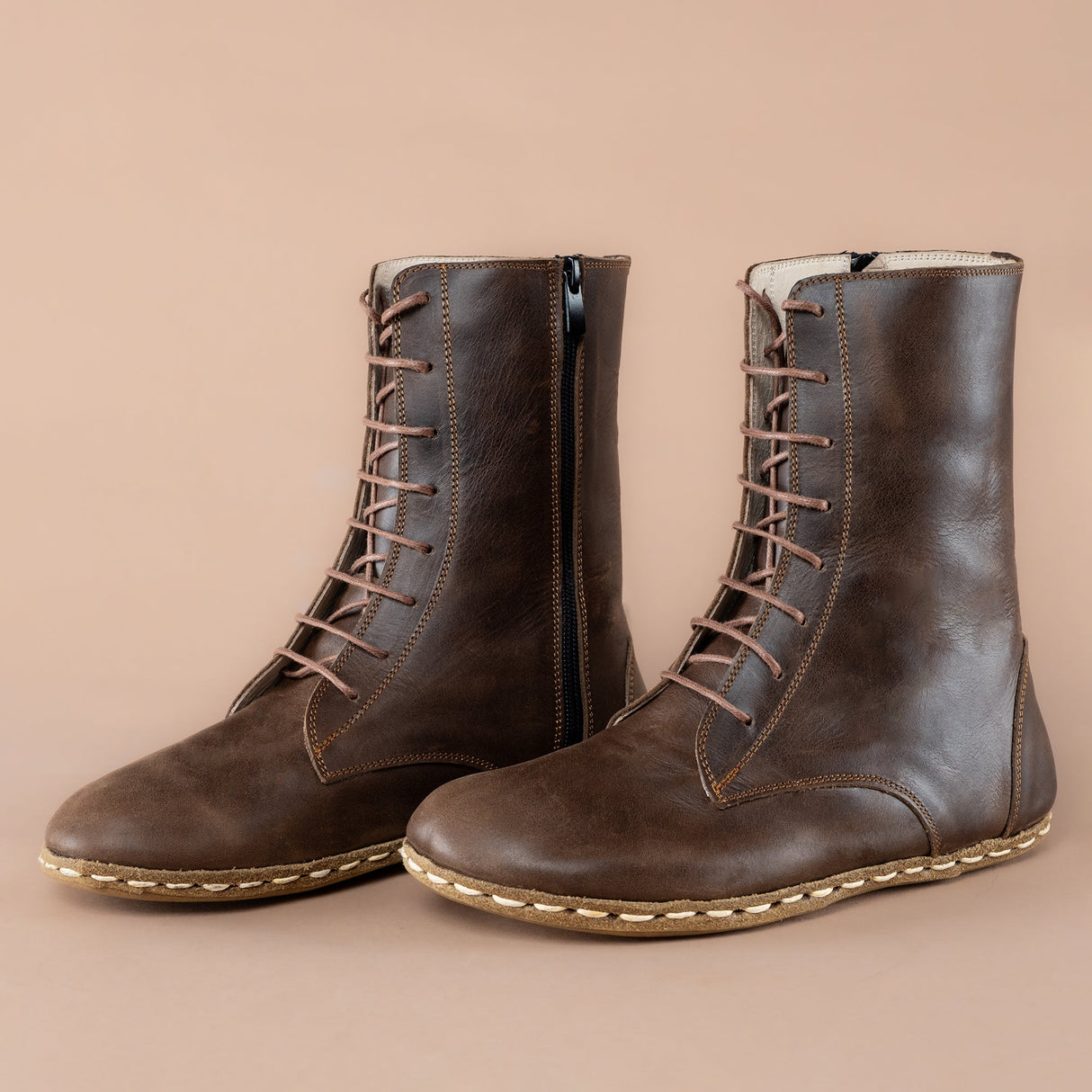 Men's Dark Brown Barefoot High Ankle Boots From Atlantis Handmade Shoes