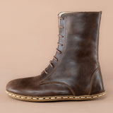 Men's Dark Brown Barefoot High Ankle Boots From Atlantis Handmade Shoes