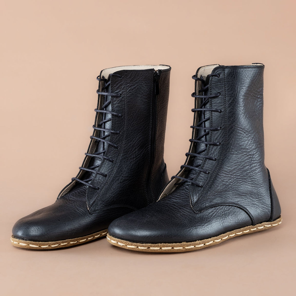 Men's Black Barefoot High Ankle Boots From Atlantis Handmade Shoes