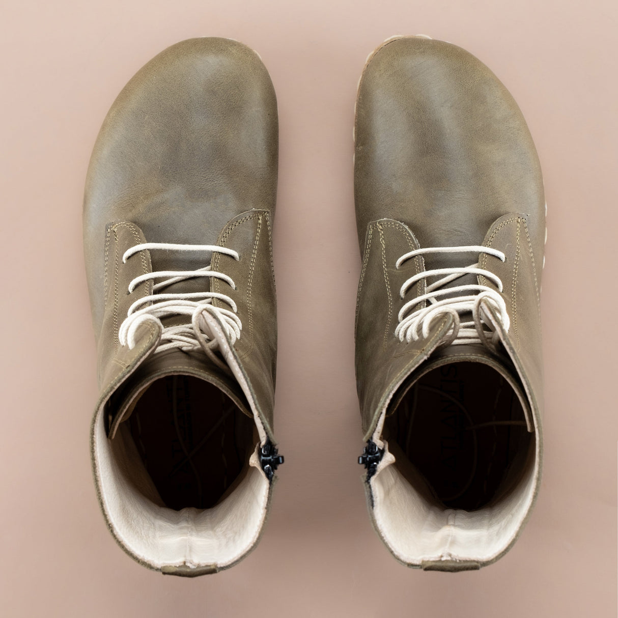 Men's Green Barefoot High Ankle Boots From Atlantis Handmade Shoes