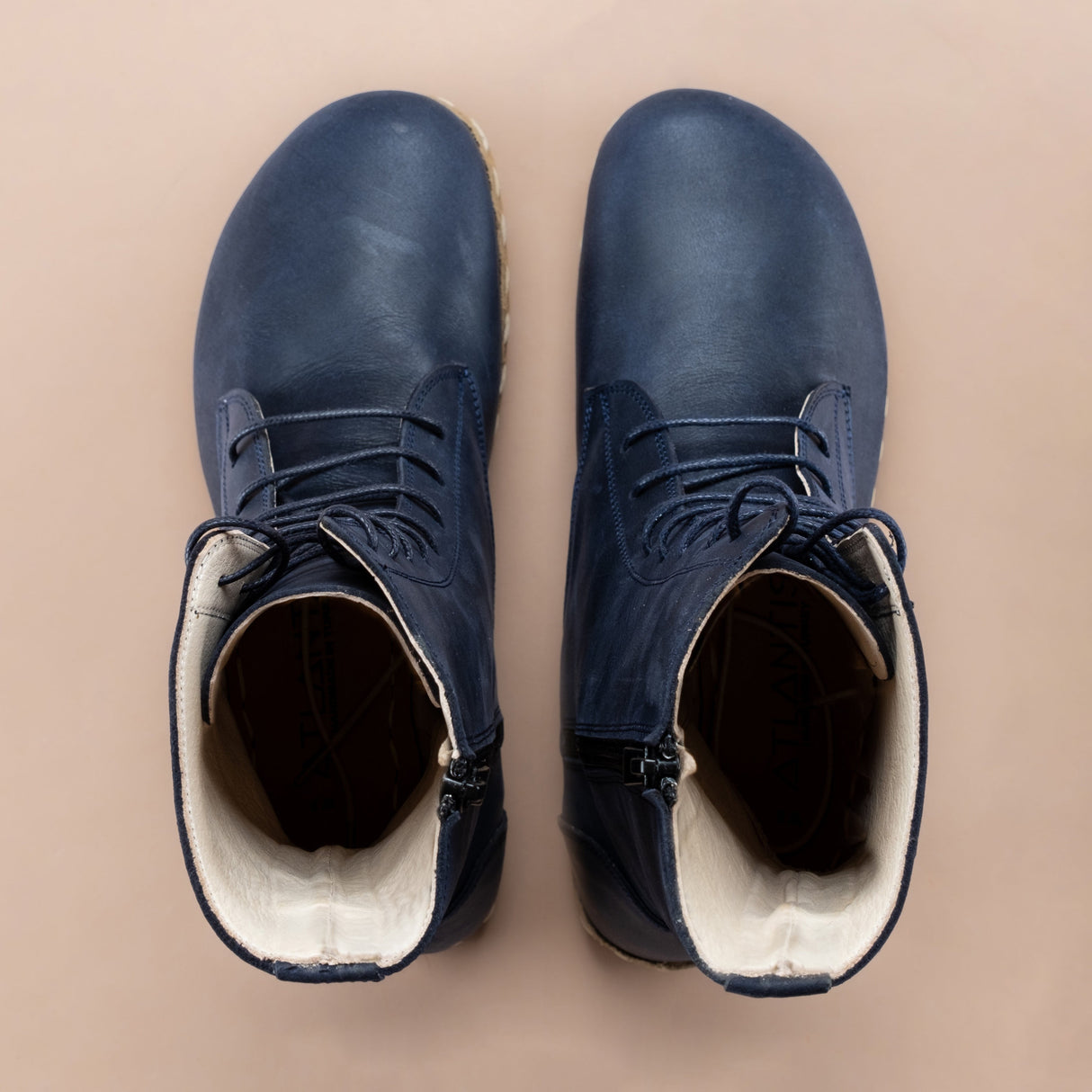 Men's Blue Barefoot High Ankle Boots From Atlantis Handmade Shoes