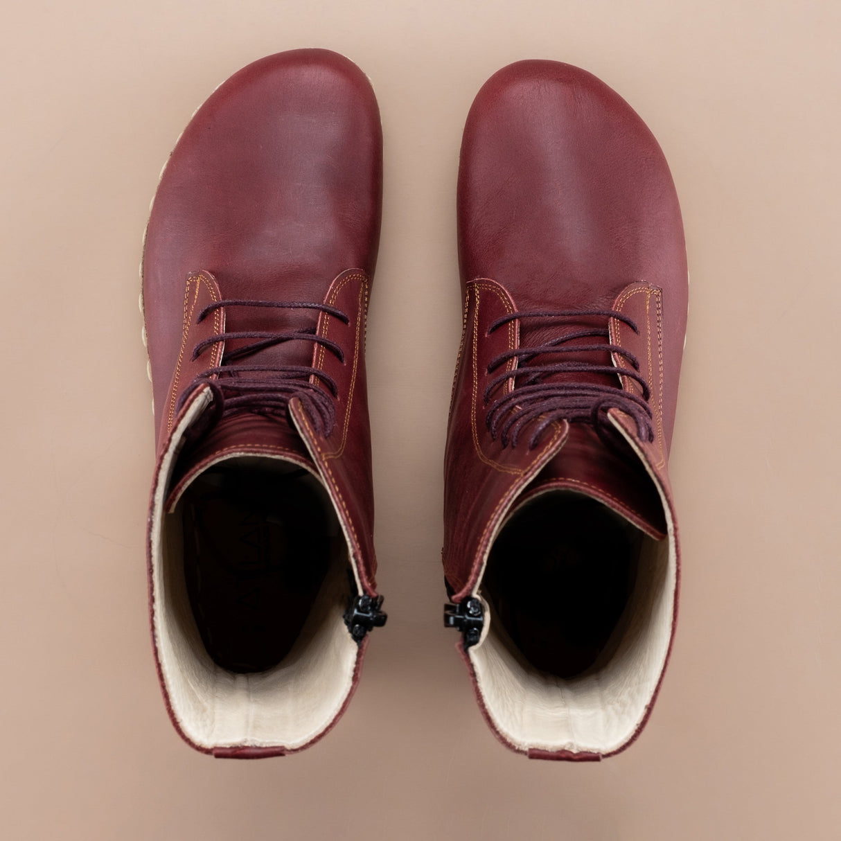 Men's Burgundy Barefoot High Ankle Boots From Atlantis Handmade Shoes